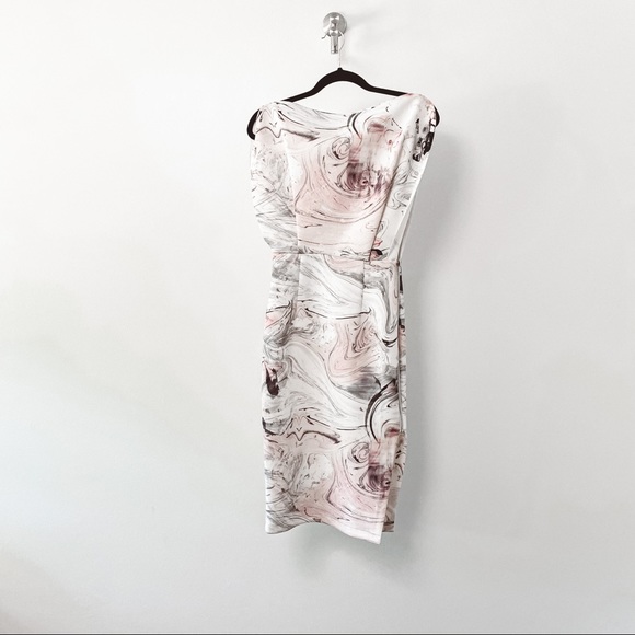 ASOS Open Top Marble Print Exposed Scuba Midi Dress Size 2 - Picture 4 of 12